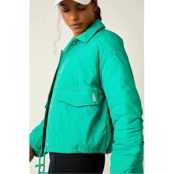 FP Movement Off The Bleachers Coaches Jacket in Green Size Small - Picture 5 of 12
